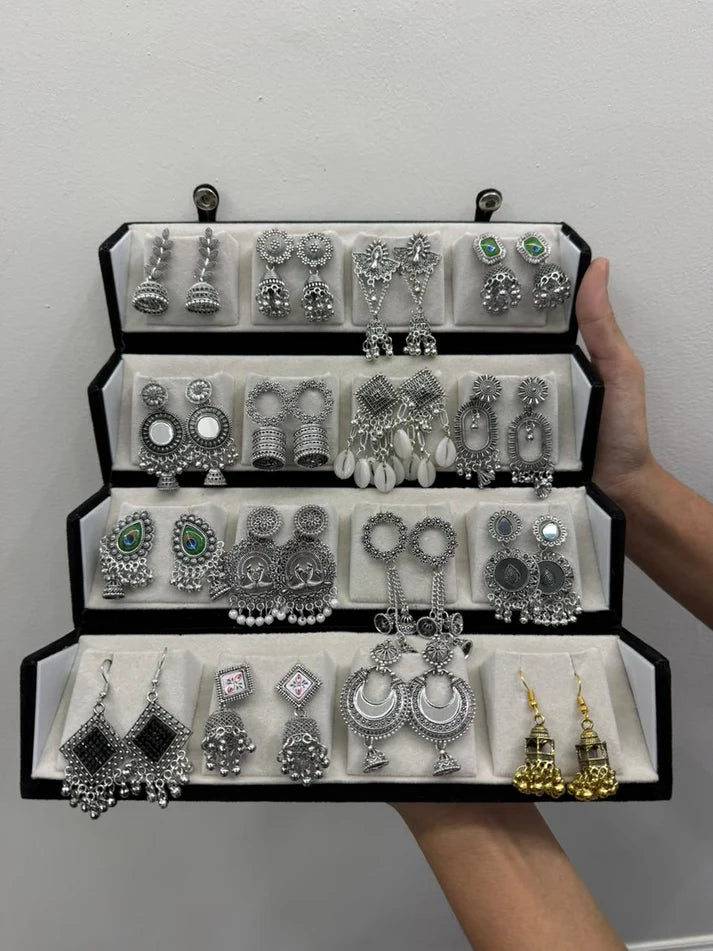 Viral 16-Pair Oxidised Jhumka Gift Box 🎁✨ alternate view