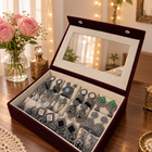 12 Pair Earrings Personalized Box & Mirror